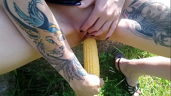 Hot Lucy Ravenblood fucking pussy with corn in public best Videos