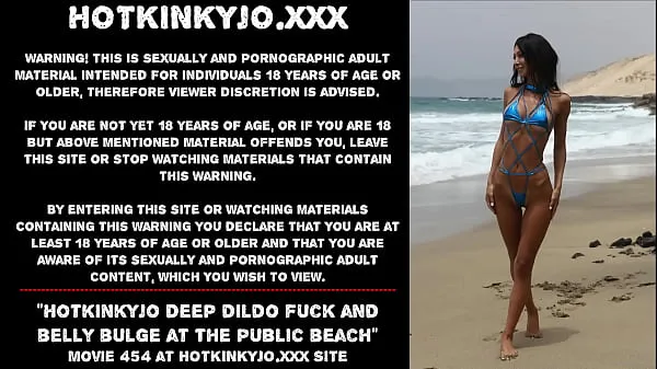 Hot Hotkinkyjo deep dildo fuck and belly bulge at the public beach best Videos