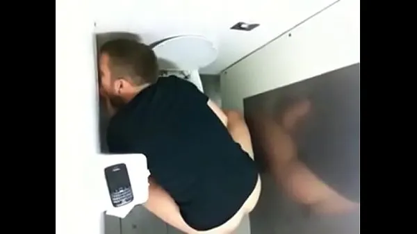 Toilet glory hole action - caught on cam
