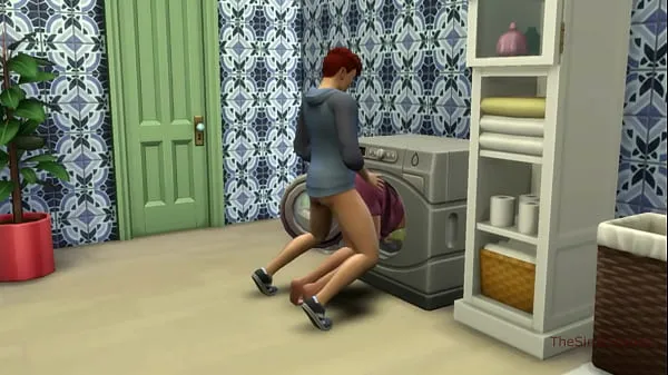 Hot Sims 4, mi voz, madrastra seduciendo a milf fue follada en la lavadora por su hijastro mejores videos