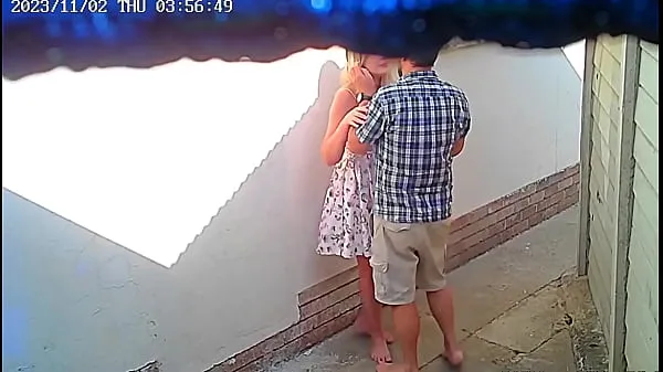 Hot Cctv camera caught couple fucking outside public restaurant best Videos